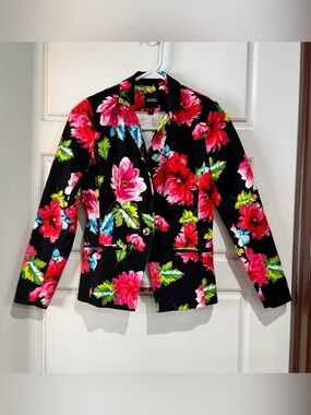 XOXO Black Blazer with Pink & Red Floral Print